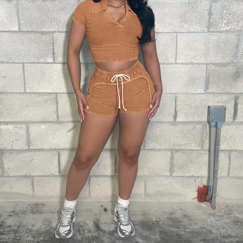 Textured Washed-Faded Casual Set