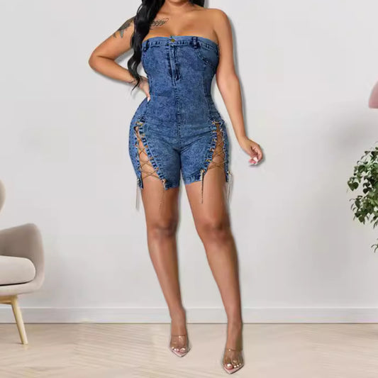 Sexy off-shoulder denim dress