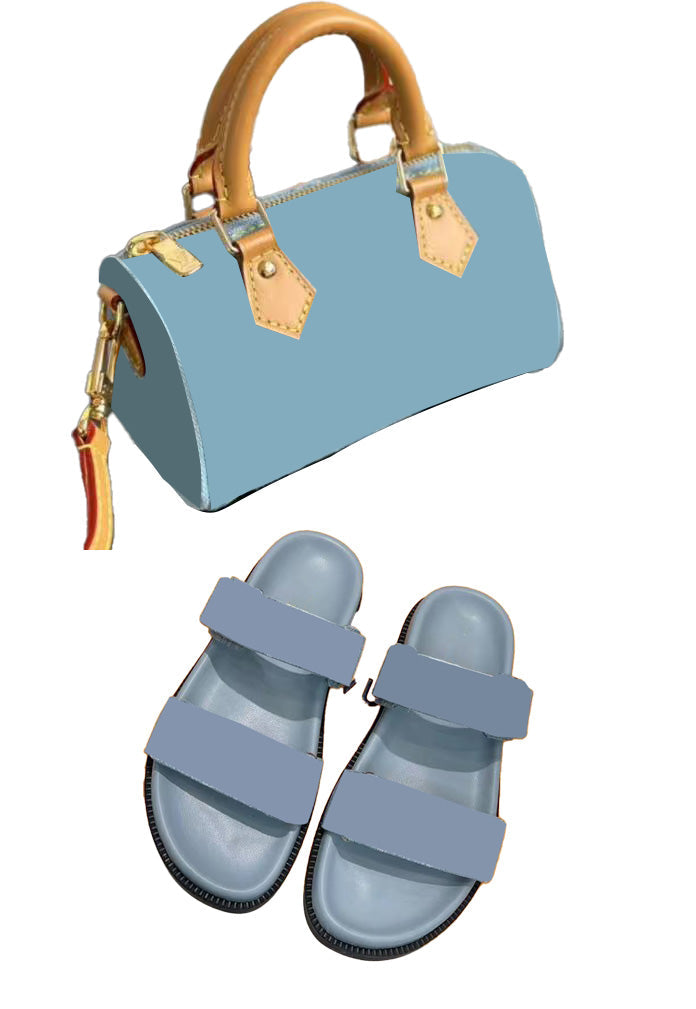 Blue Slippers&Bag