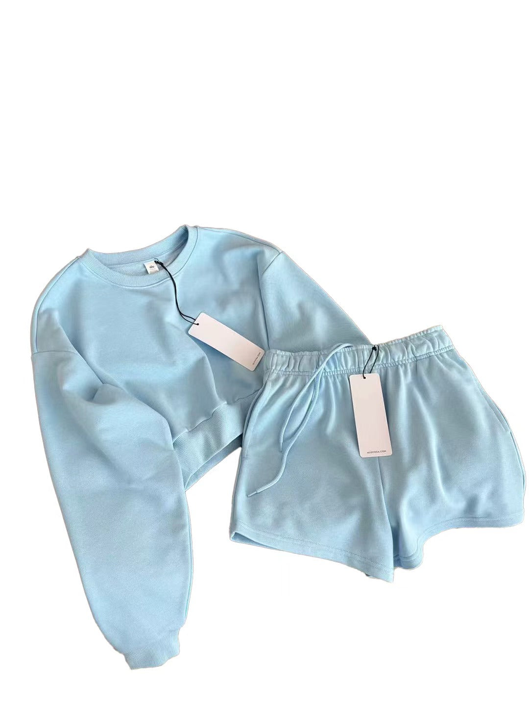 Women's Long-sleeved Sweatshirt + Shorts