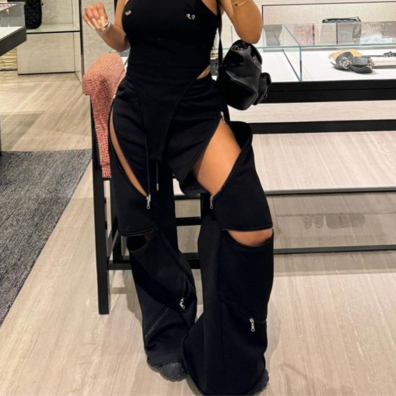 Loose Straight-Leg Flared Pants