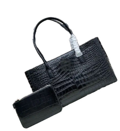 Crocodile-embossed tote bag