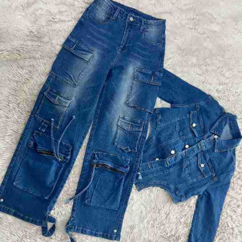 Casual Washed Denim Set