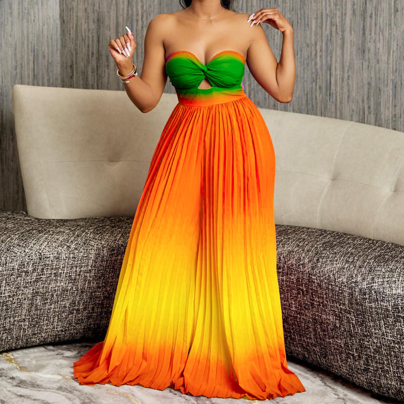 Strapless Backless Wide-Leg Jumpsuit