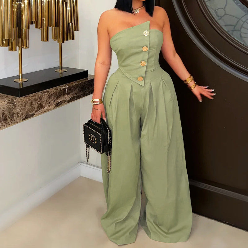 Sexy Metal buttons tube  suit