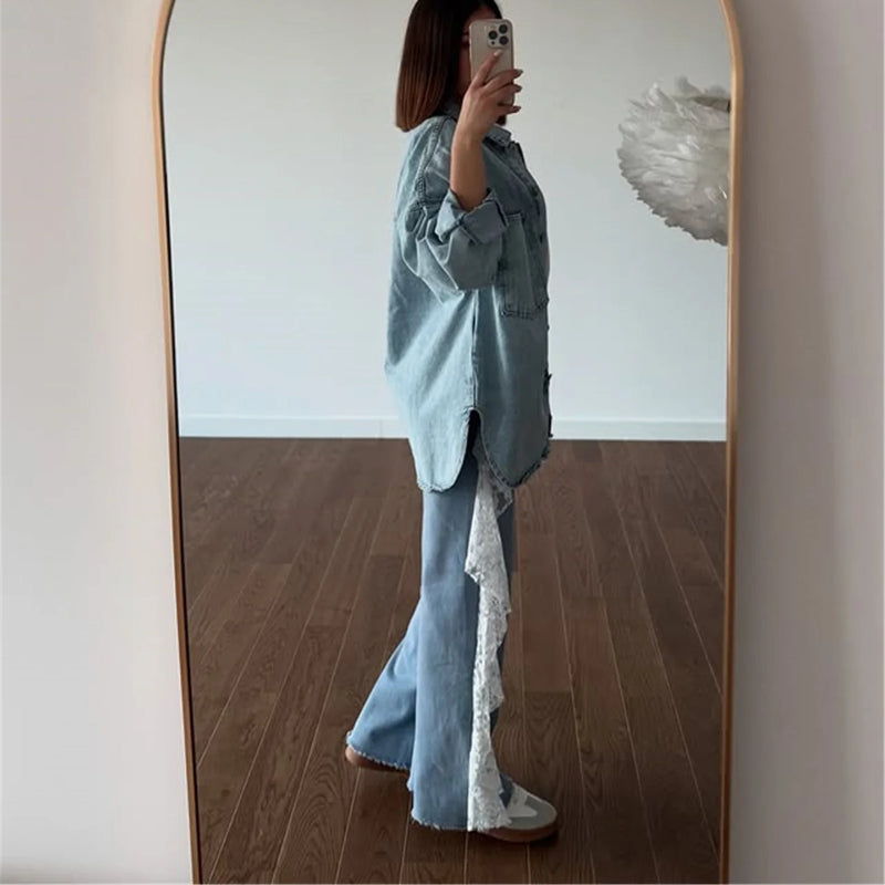 Elegance Versatile lace panelled jeans