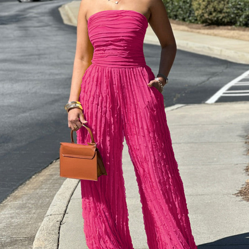 High-waist Sexy Strapless Wide-leg Pants