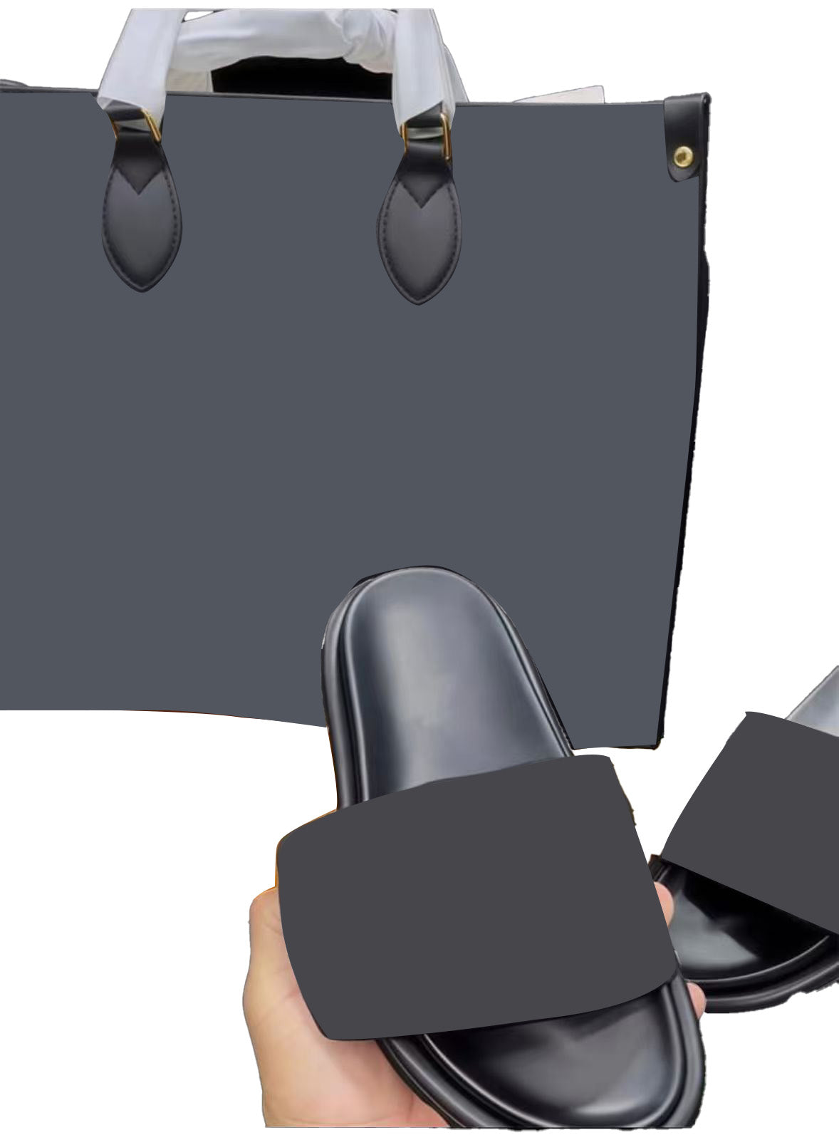 Black Tote Bag&Slippers Set