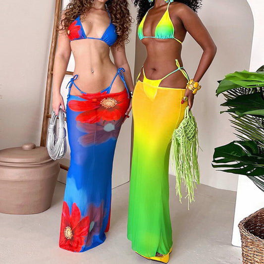 Sexy Halter Bikini Three-Piece Set