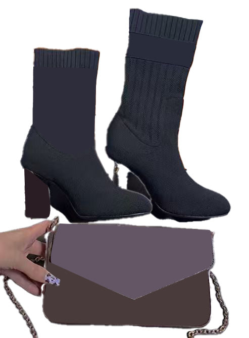 Knit Ankle Boots and Bag Set(DPM51276)