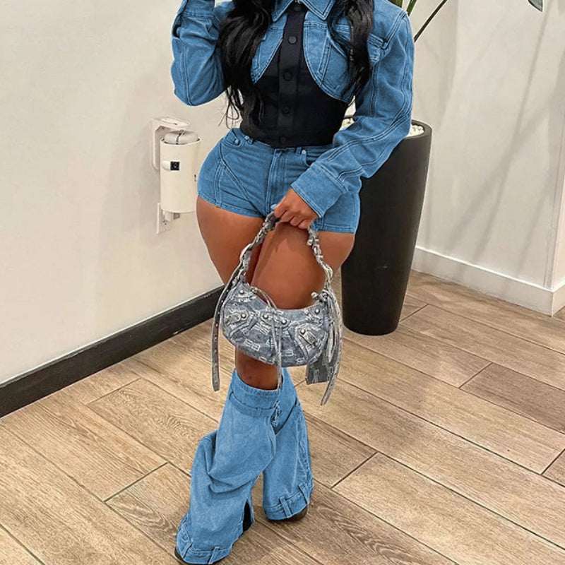 Color-Blocking Slim-Fit Denim Set