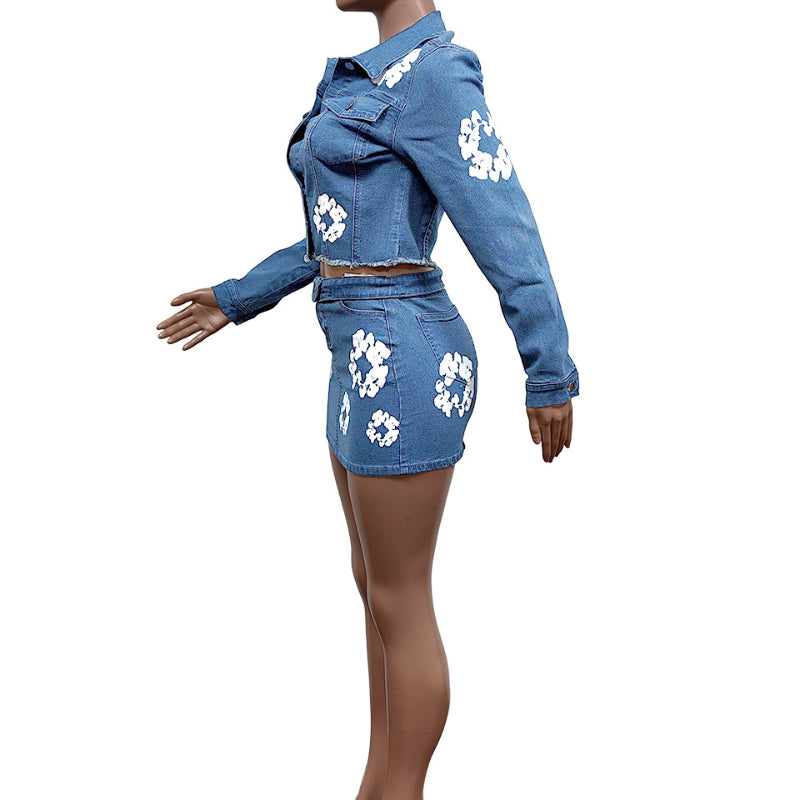 Stylish printed stretch skirt set