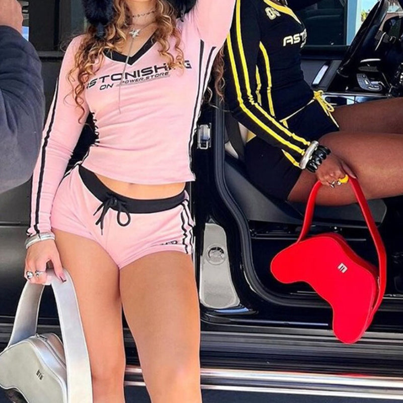 V-Neck High-Waisted Bodycon Pants Set