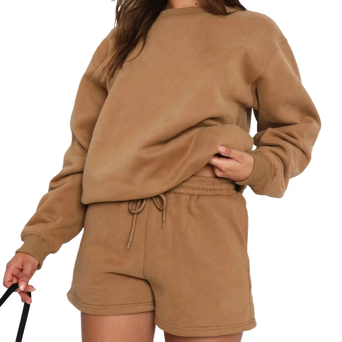 Women's Long-sleeved Sweatshirt + Shorts