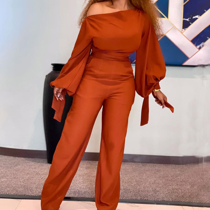 Off-Shoulder Relaxed Wide-Leg Jumpsuit