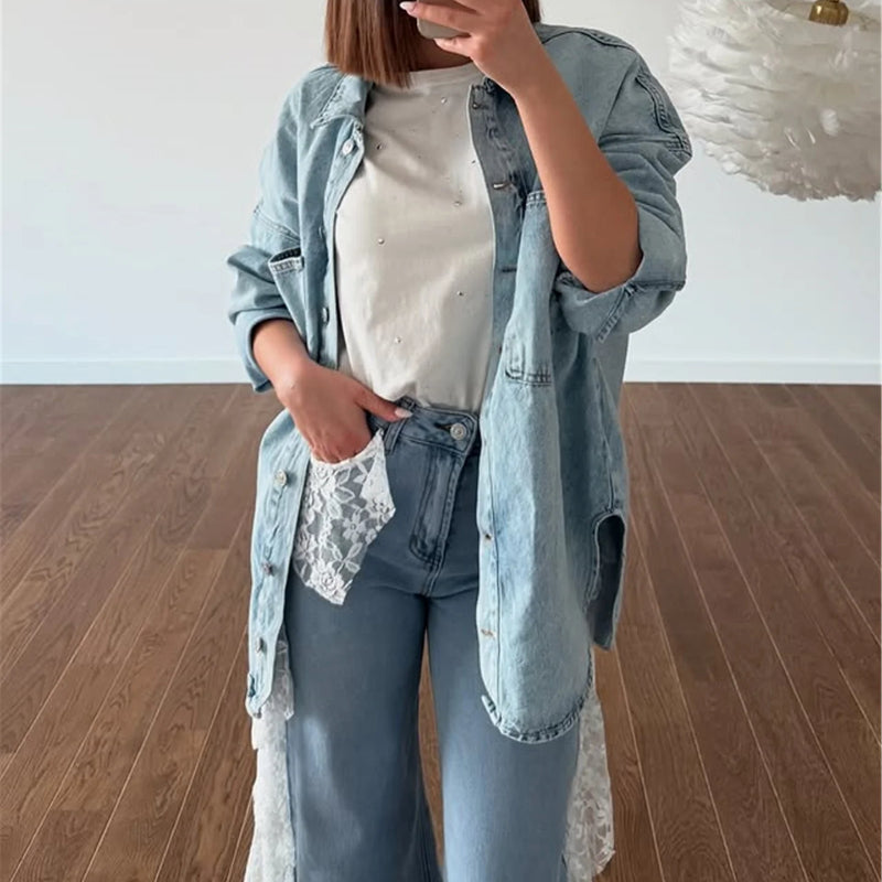 Elegance Versatile lace panelled jeans