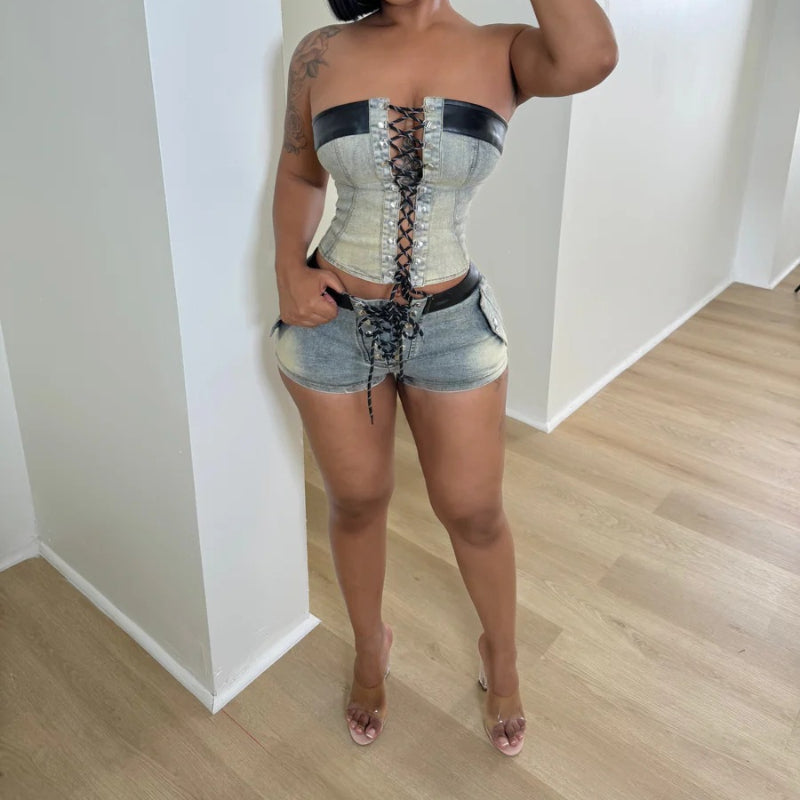 Tie-Front Bustie Stretch Set